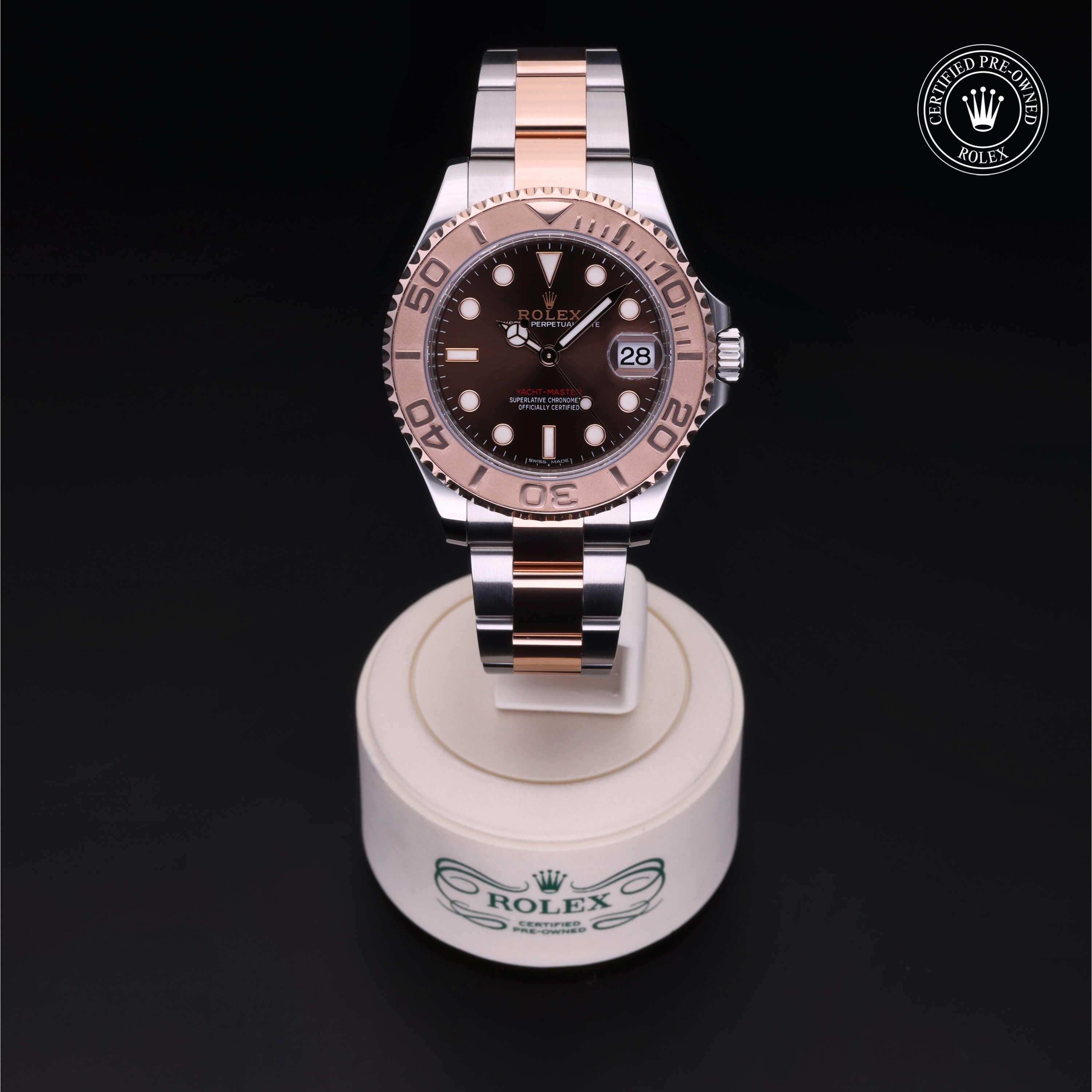 Rolex Certified Pre-owned Yacht-Master M268621-0003 front on black background
