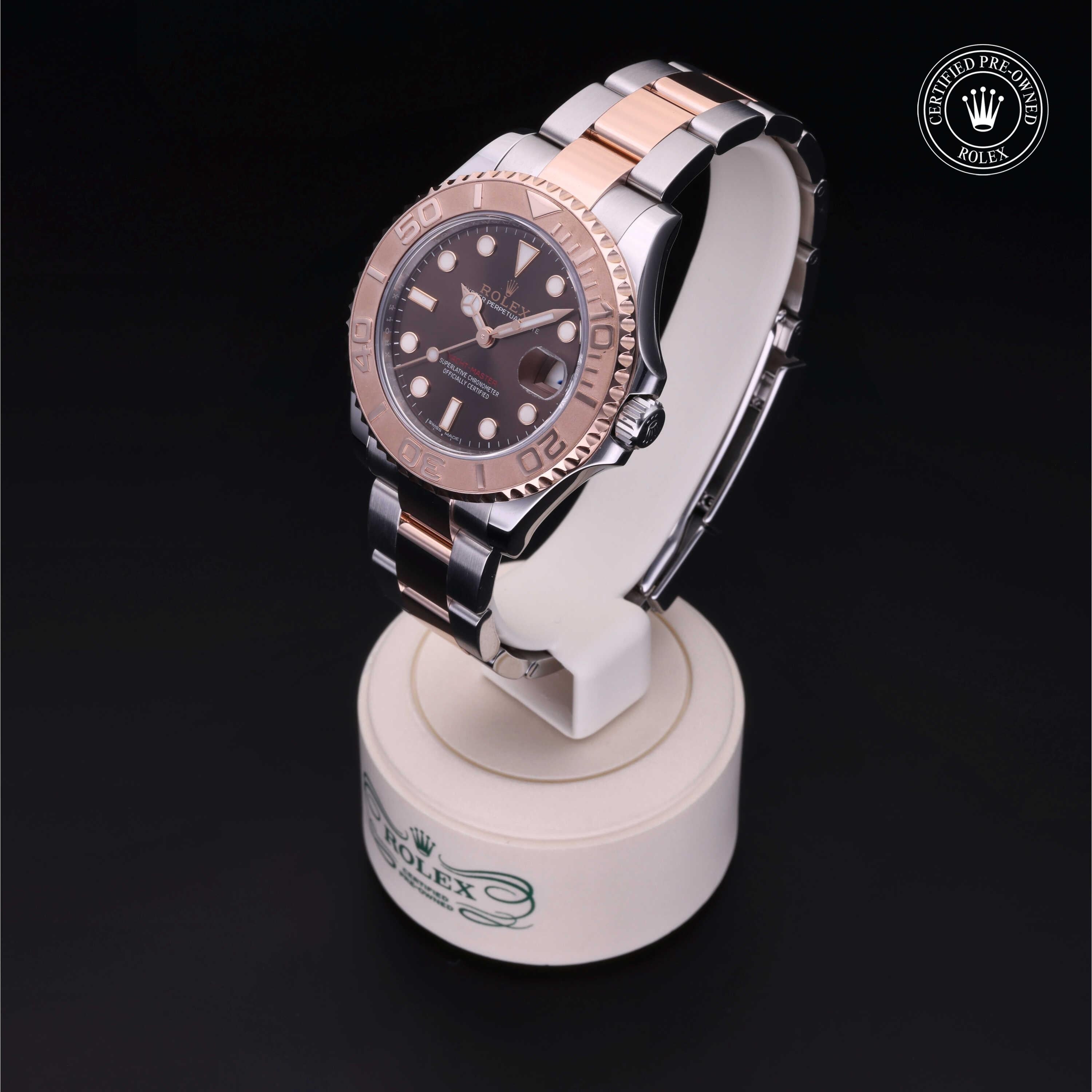 Rolex Certified Pre-owned Yacht-Master M268621-0003 front on black background