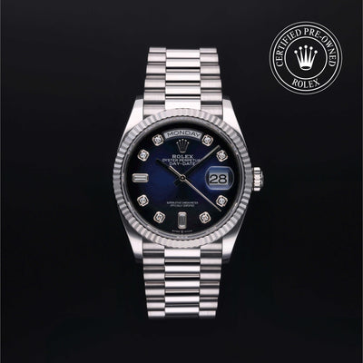 Rolex Certified Pre-owned Day-date M128236-0005 front on black background