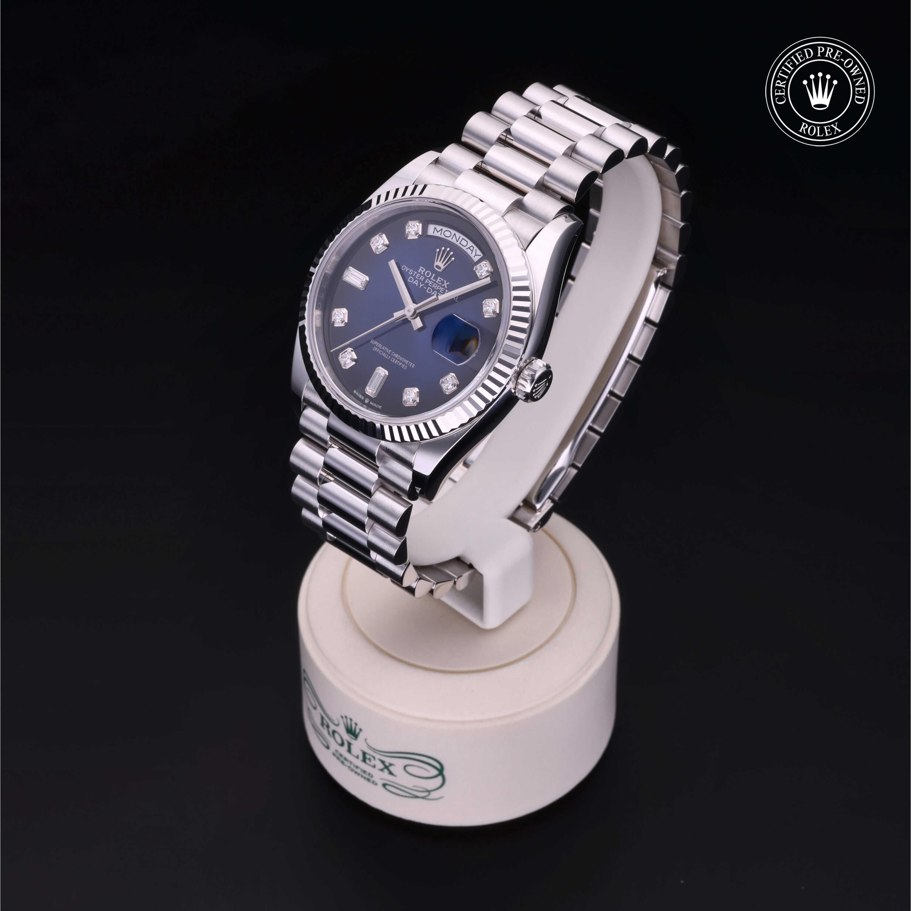 Rolex Certified Pre-owned Day-date M128236-0005 front on black background