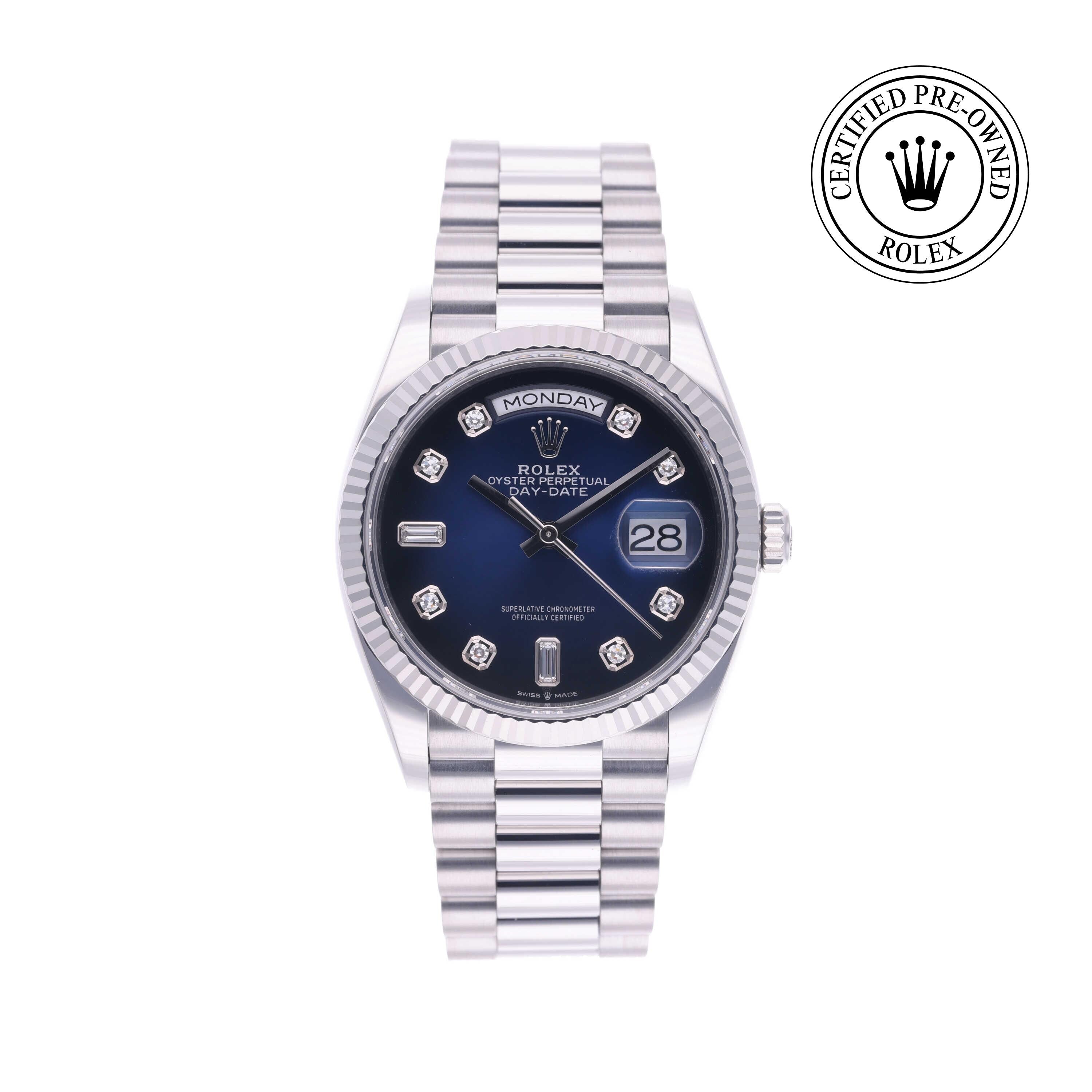 Rolex Certified Pre-owned Day-date M128236-0005 front on white background