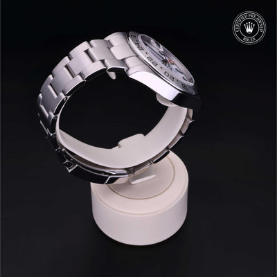 Rolex Certified Pre-owned Explorer II M216570-0001 front on black background