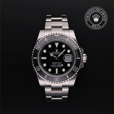 Rolex Certified Pre-owned Submariner M116610LN-0001 front on black background
