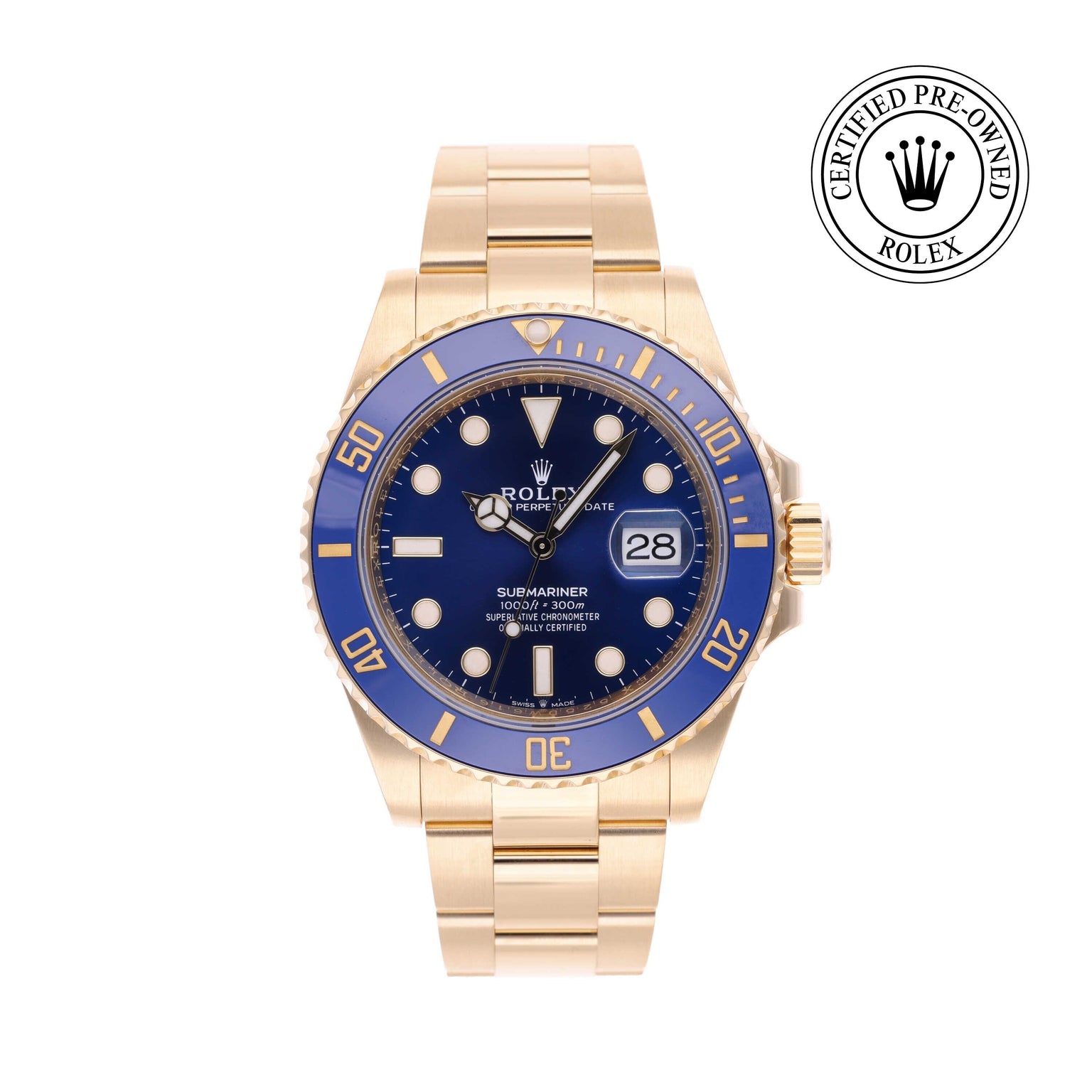Rolex CPO Submariner M126618LB front on white background