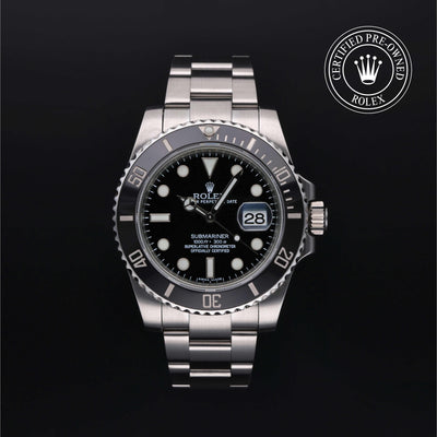 Rolex Certified Pre-owned Submariner M116610LN-0001 front on black background