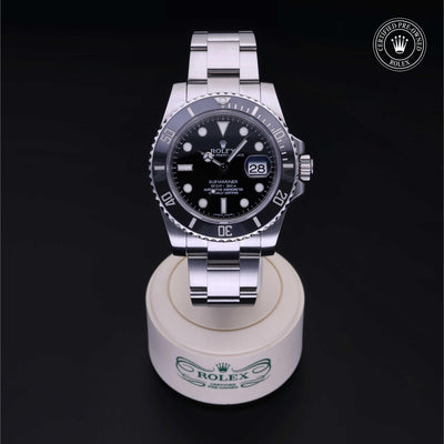 Rolex Certified Pre-owned Submariner M116610LN-0001 front on black background