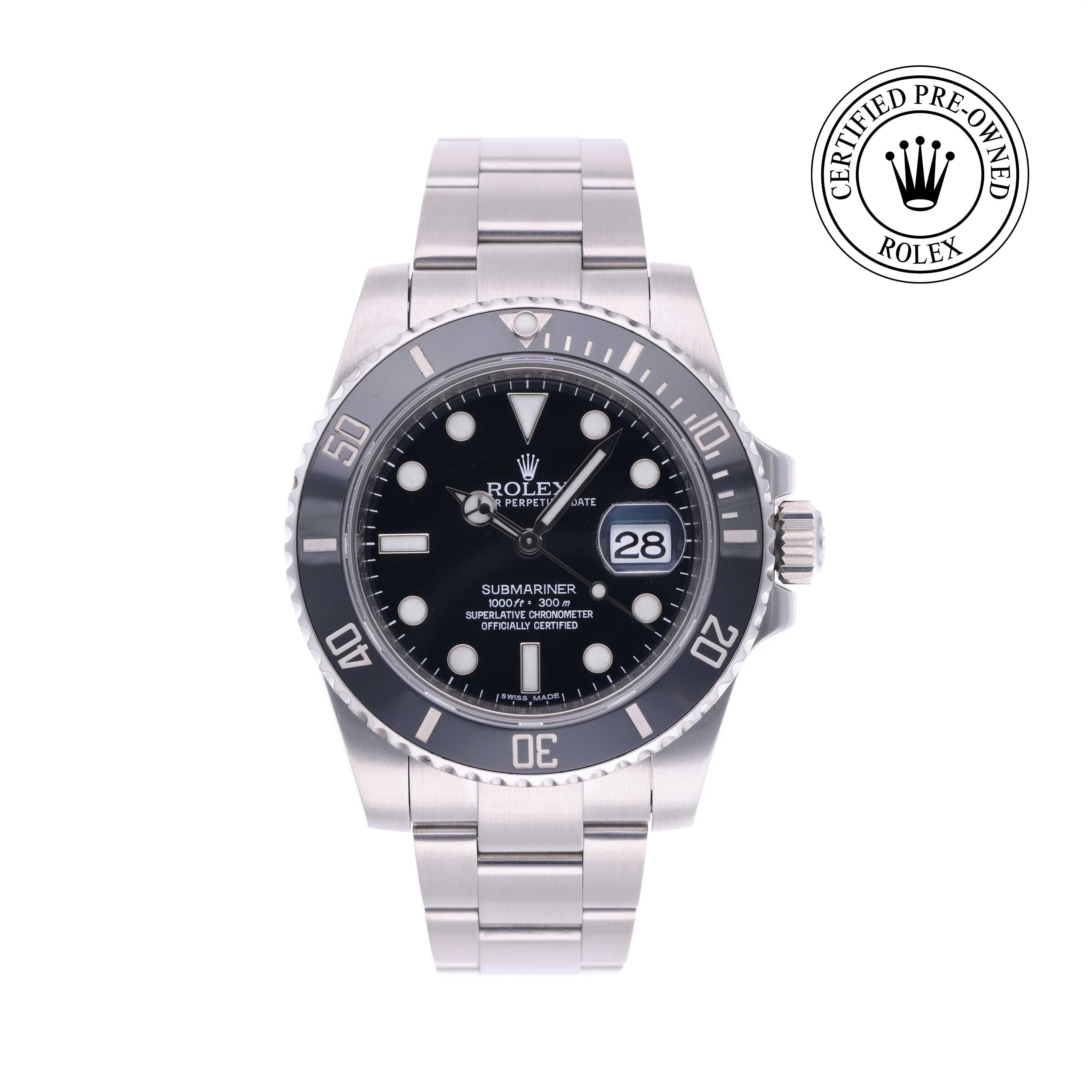 Rolex Certified Pre-owned Submariner M116610LN-0001 front on white background