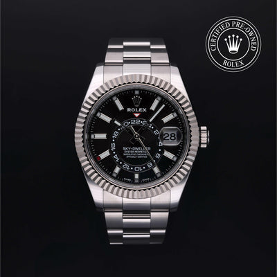 Rolex Certified Pre-owned Sky-Dweller M326934-0005 front on black background
