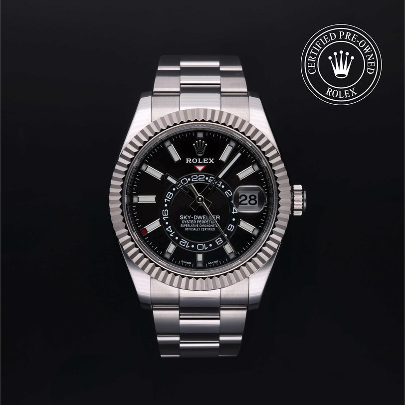 Rolex Certified Pre-owned Sky-Dweller M326934-0005 front on black background