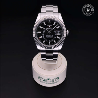 Rolex Certified Pre-owned Sky-Dweller M326934-0005 front on black background