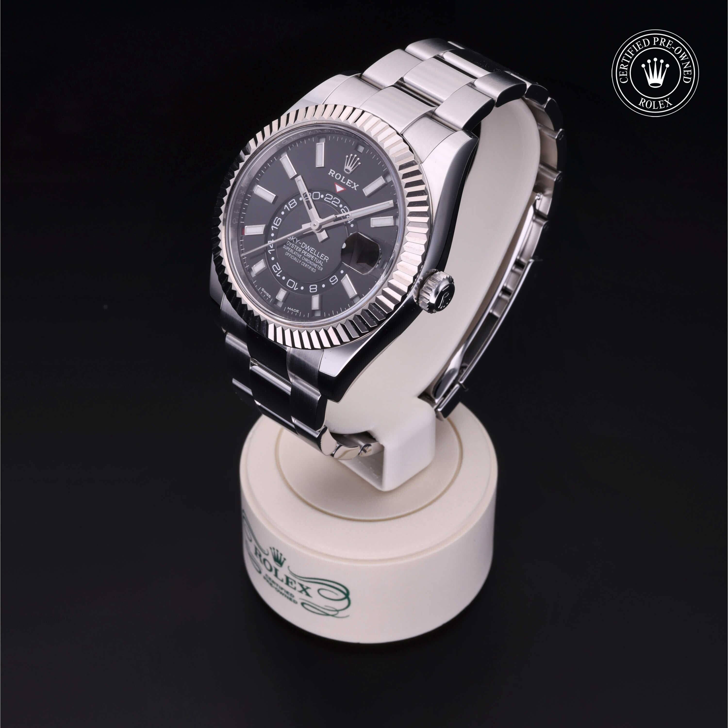 Rolex Certified Pre-owned Sky-Dweller M326934-0005 front on black background