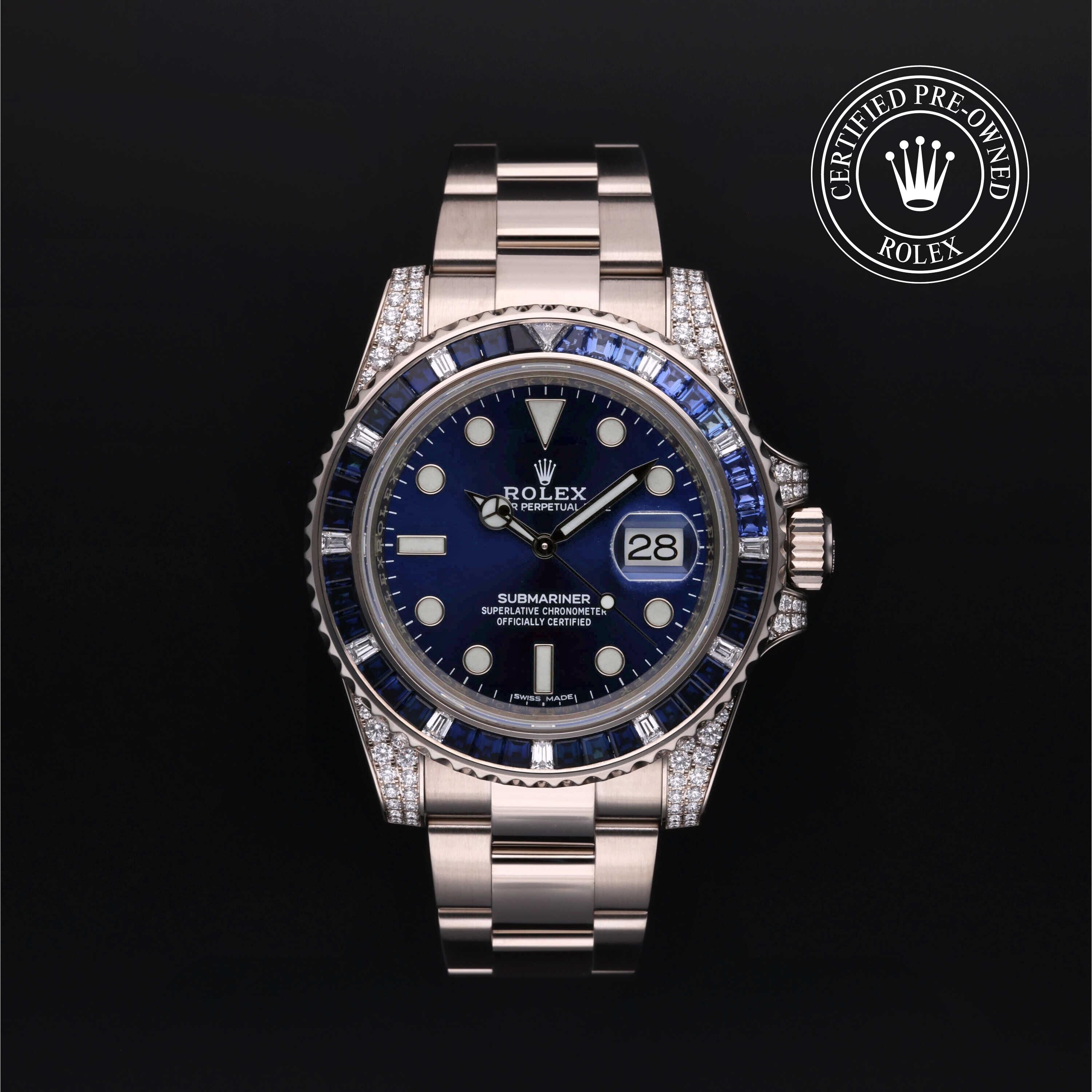 Rolex Certified Pre-owned Submariner M116659SABR-0001 front on black background