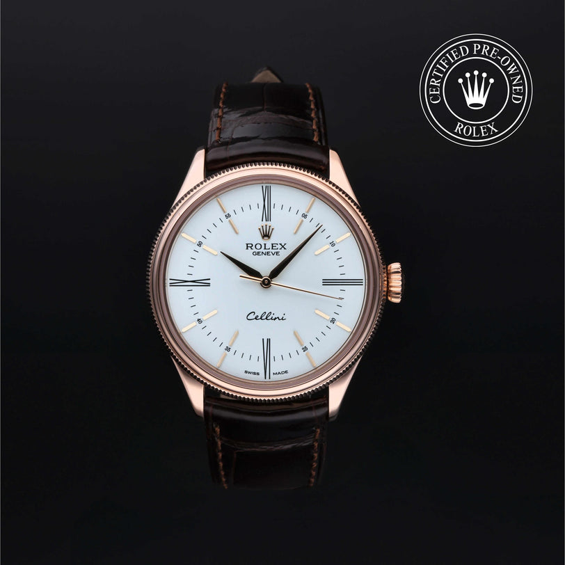 Rolex Certified Pre-owned Cellini M50505-0006 front on black background