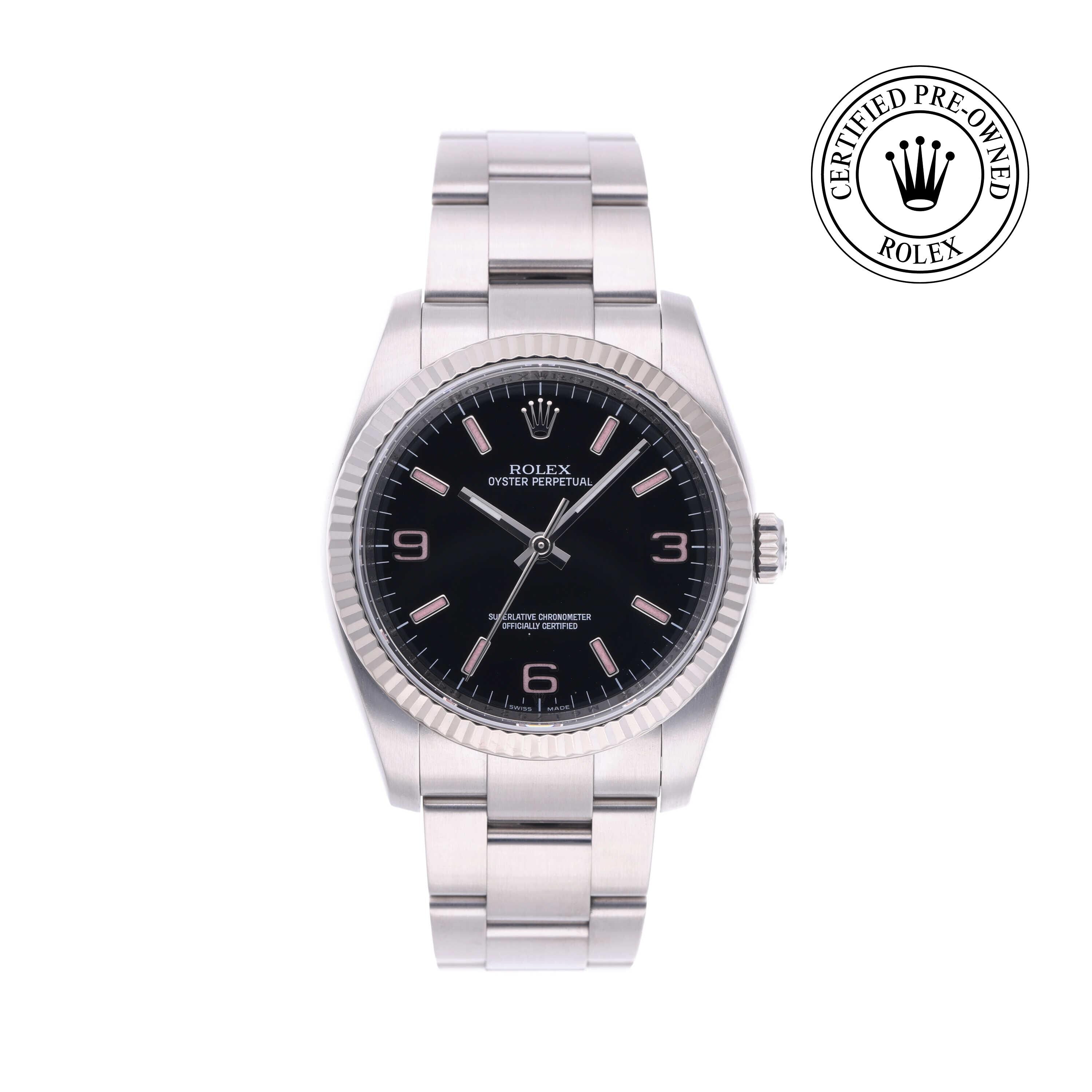 Rolex CPO Oyster Perpetual M116034 front on white background