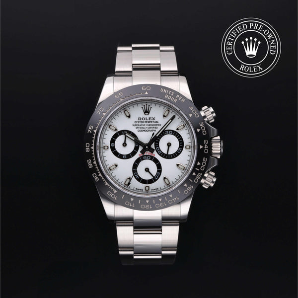 Rolex Certified Pre-owned Daytona M116500LN-0001 front on black background