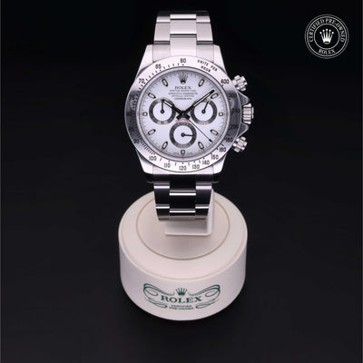 Rolex Certified Pre-owned Daytona M116520-0016 front on black background