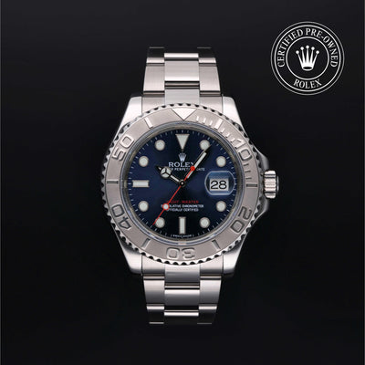 Rolex Certified Pre-owned Yacht-Master M116622-0001 front on black background