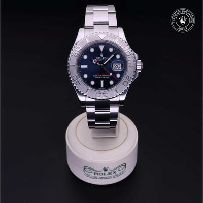 Rolex Certified Pre-owned Yacht-Master M116622-0001 front on black background