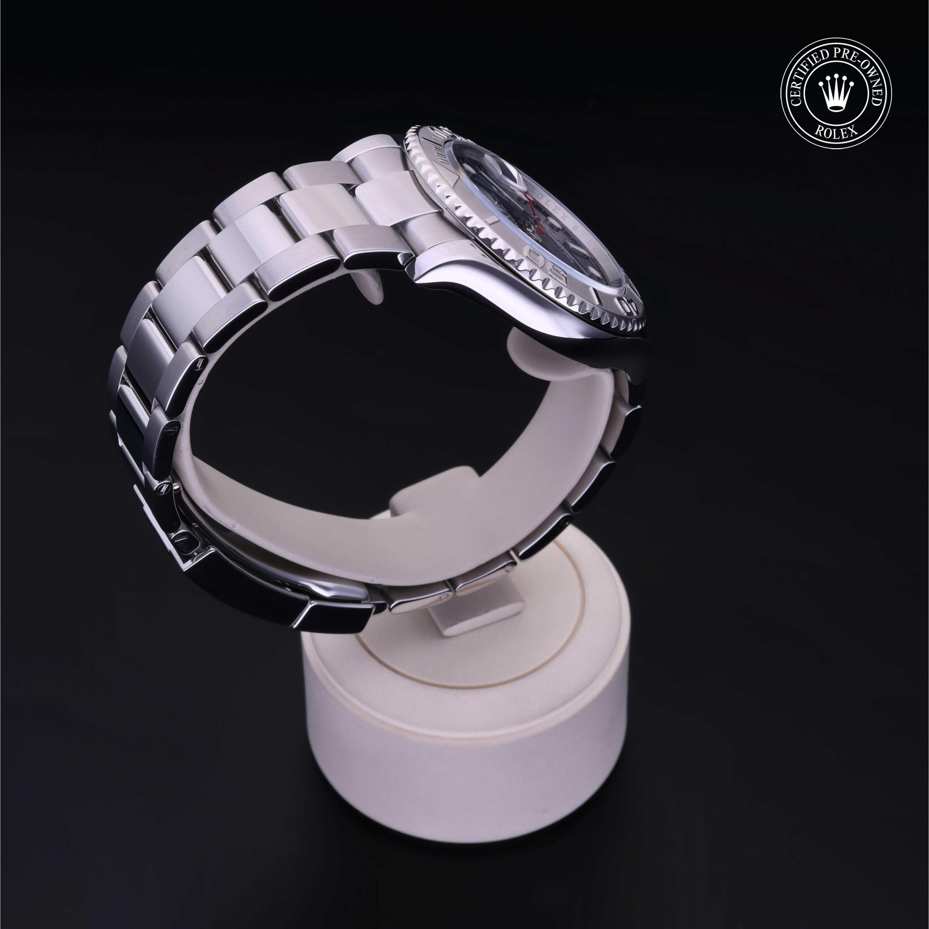 Rolex Certified Pre-owned Yacht-Master M116622-0001 front on black background