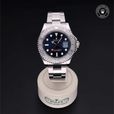 Rolex Certified Pre-owned Yacht-Master M116622-0001 front on black background