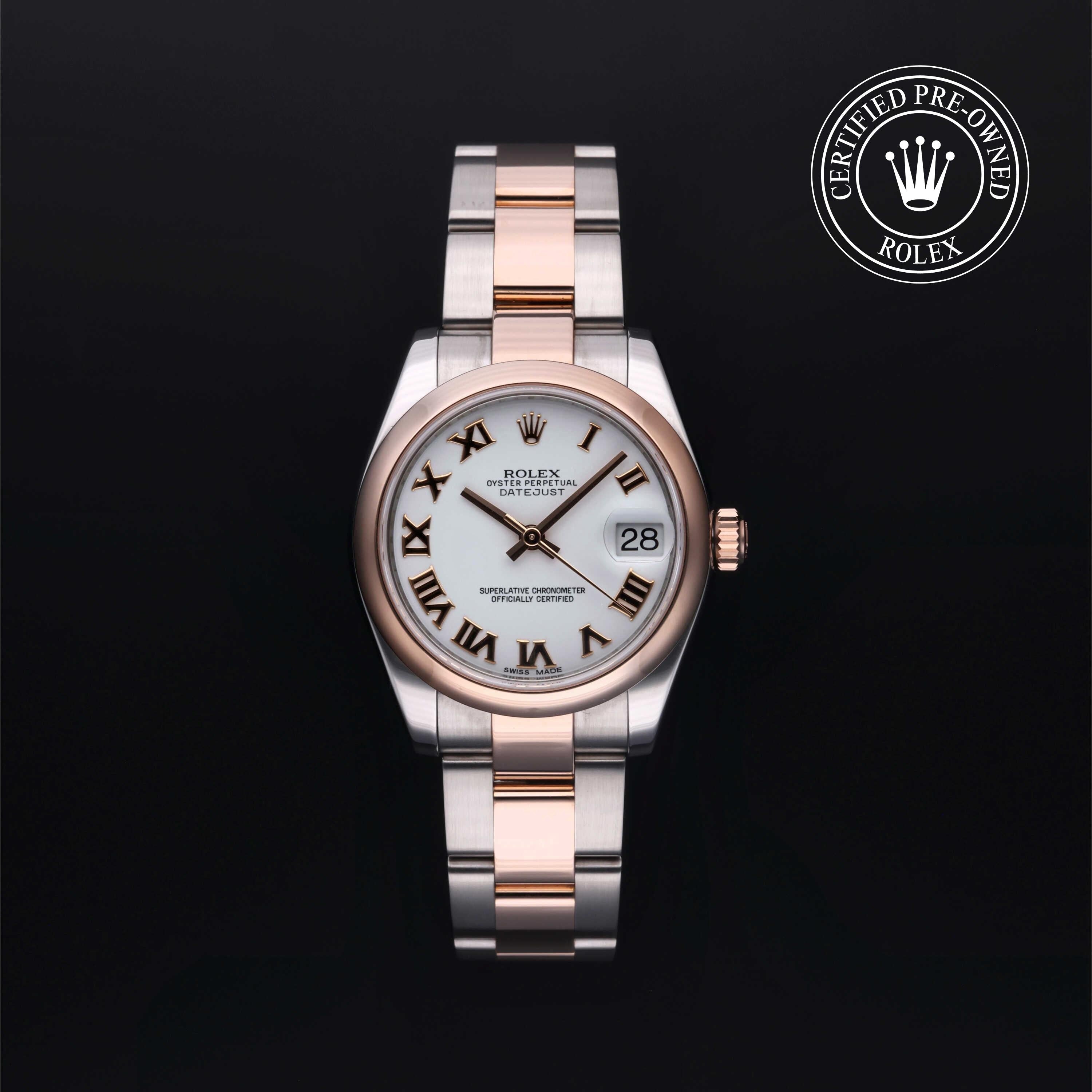 Rolex Certified Pre-owned Lady Datejust M178241-0068 front on black background