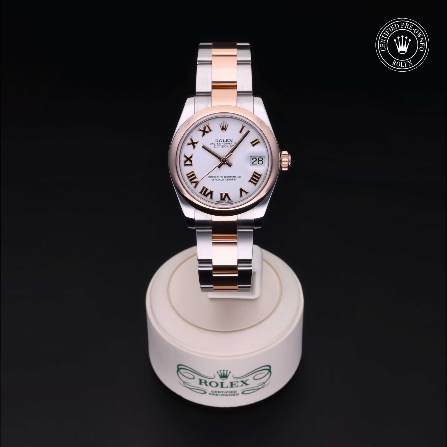 Rolex Certified Pre-owned Lady Datejust M178241-0068 front on black background