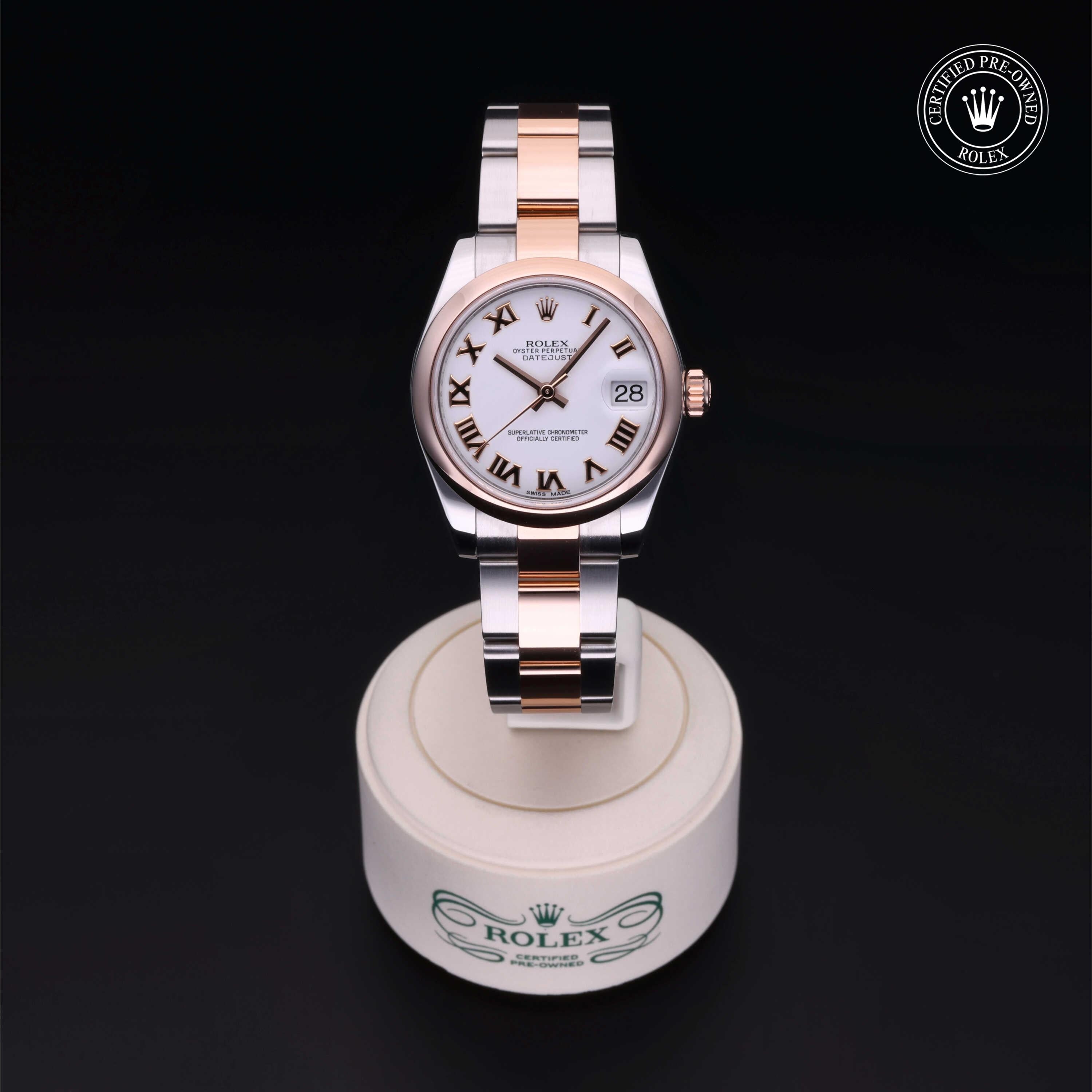 Rolex Certified Pre-owned Lady Datejust M178241-0068 front on black background