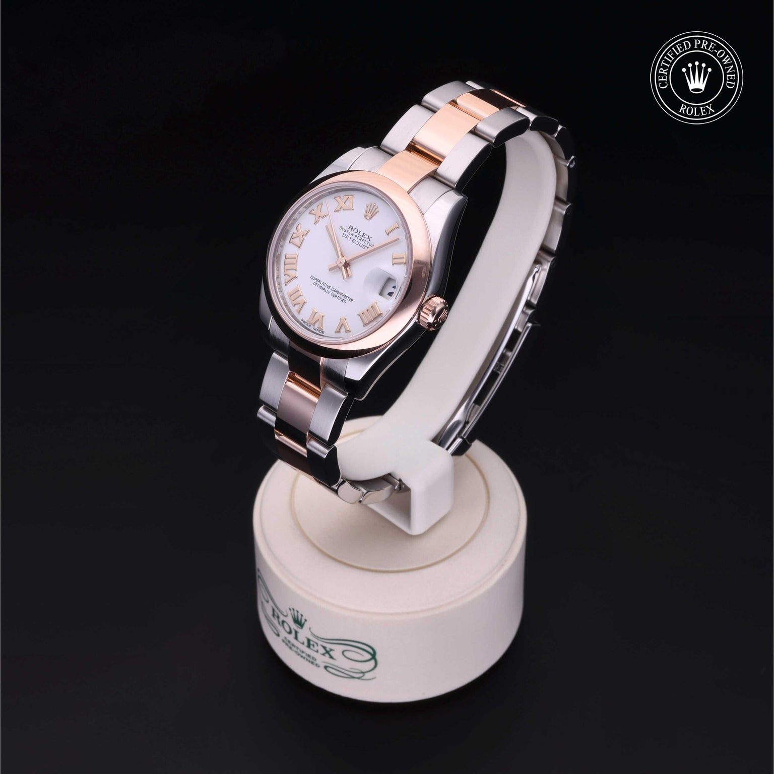 Rolex Certified Pre-owned Lady Datejust M178241-0068 front on black background