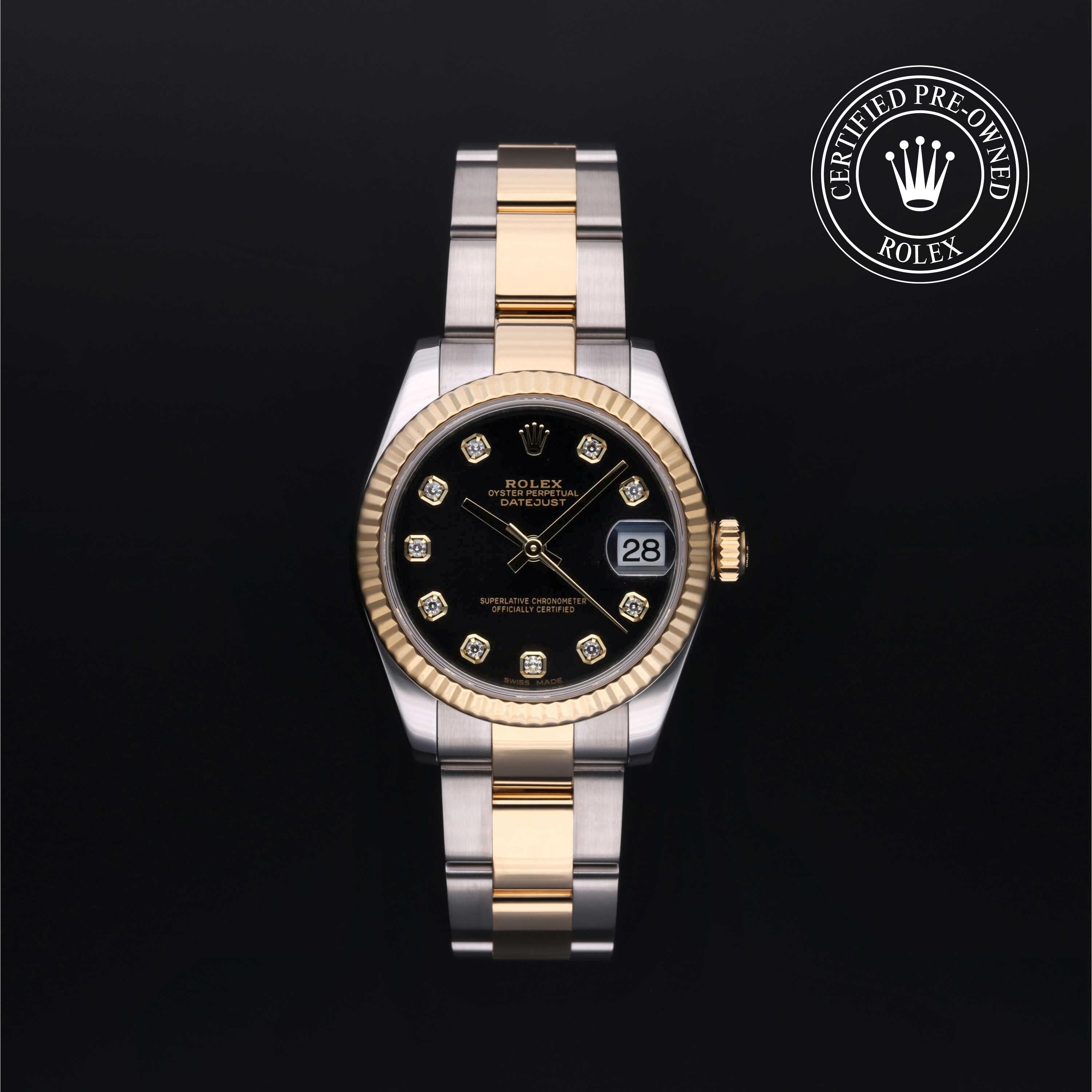 Rolex Certified Pre-owned Lady Datejust M178273-0045 front on black background