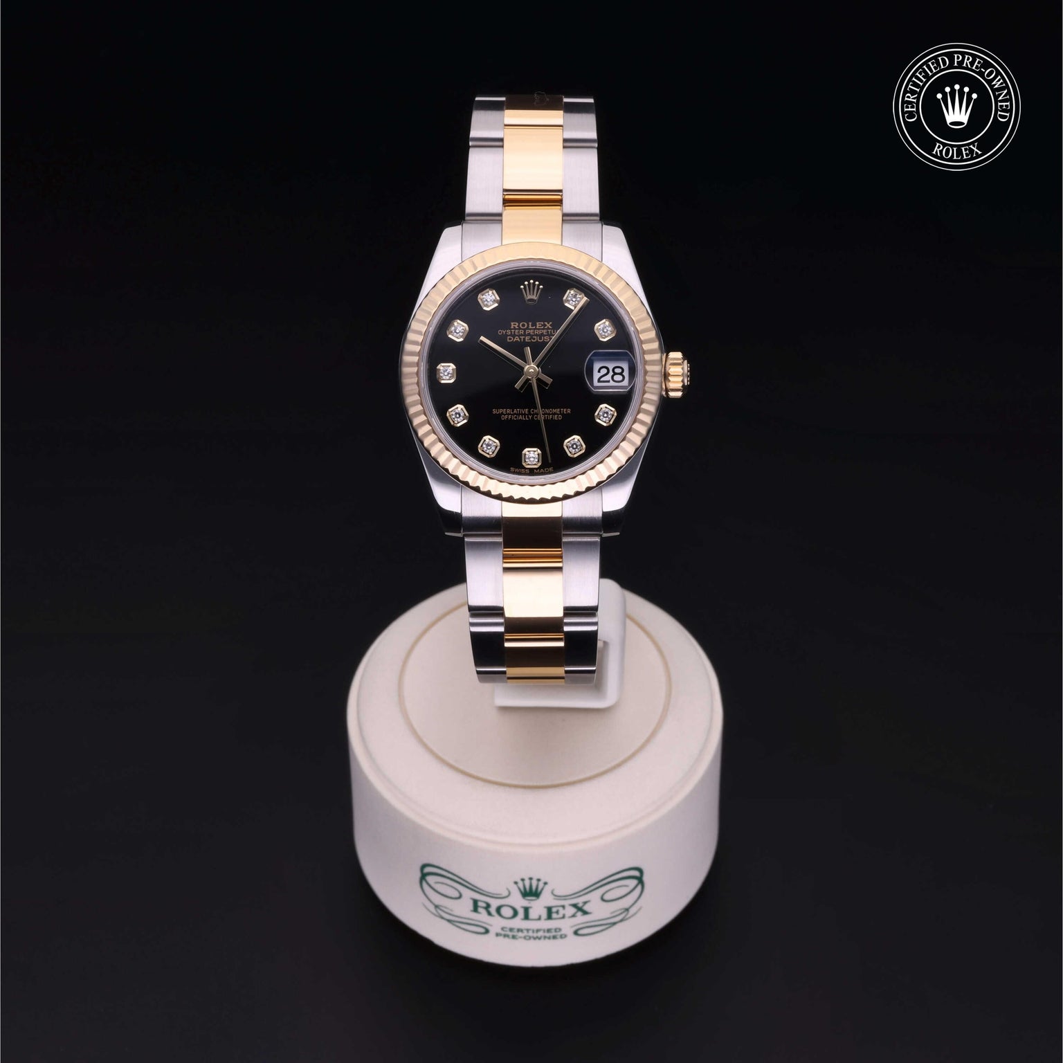 Rolex Certified Pre-owned Lady Datejust M178273-0045 front on black background