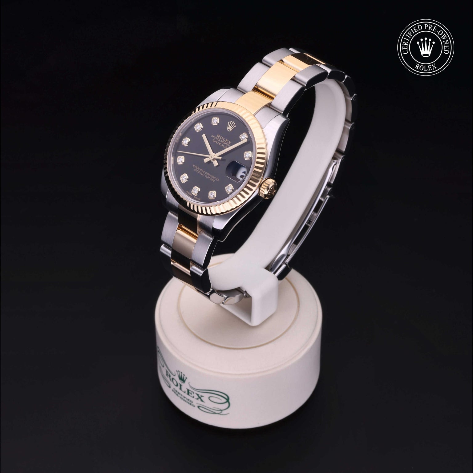 Rolex Certified Pre-owned Lady Datejust M178273-0045 front on black background