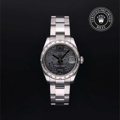 Rolex Certified Pre-owned Lady Datejust M178344-0025 front on black background