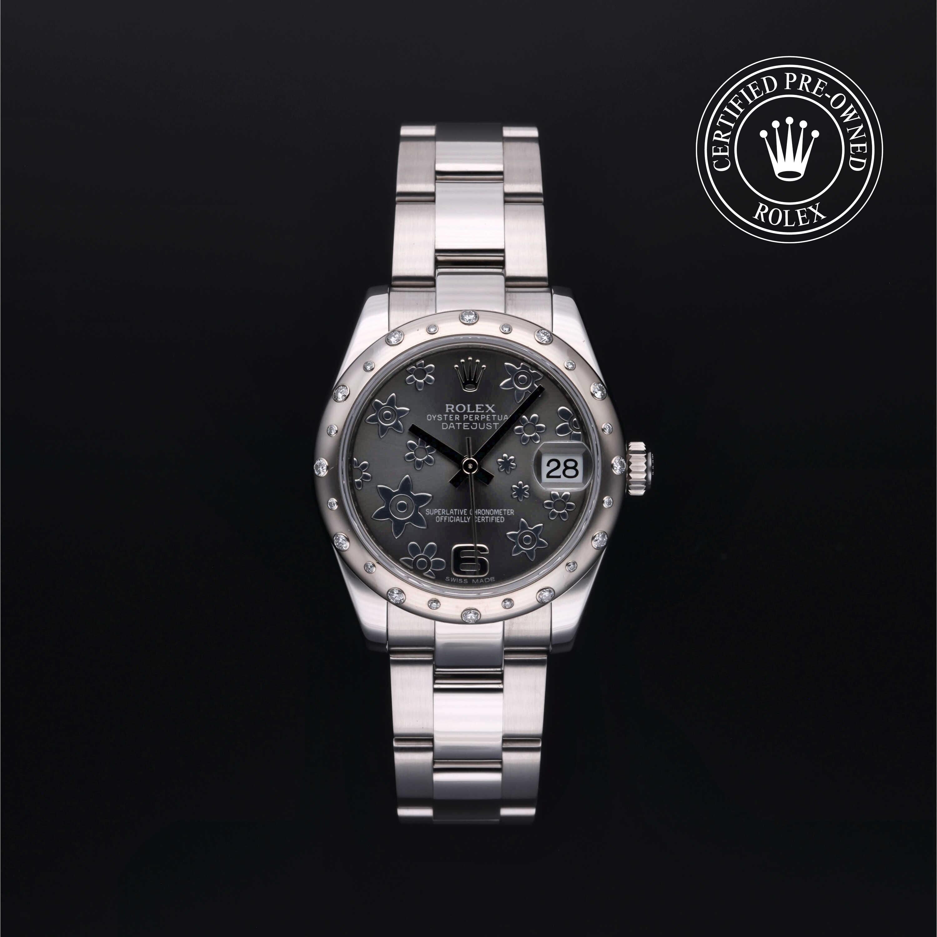 Rolex Certified Pre-owned Lady Datejust M178344-0025 front on black background