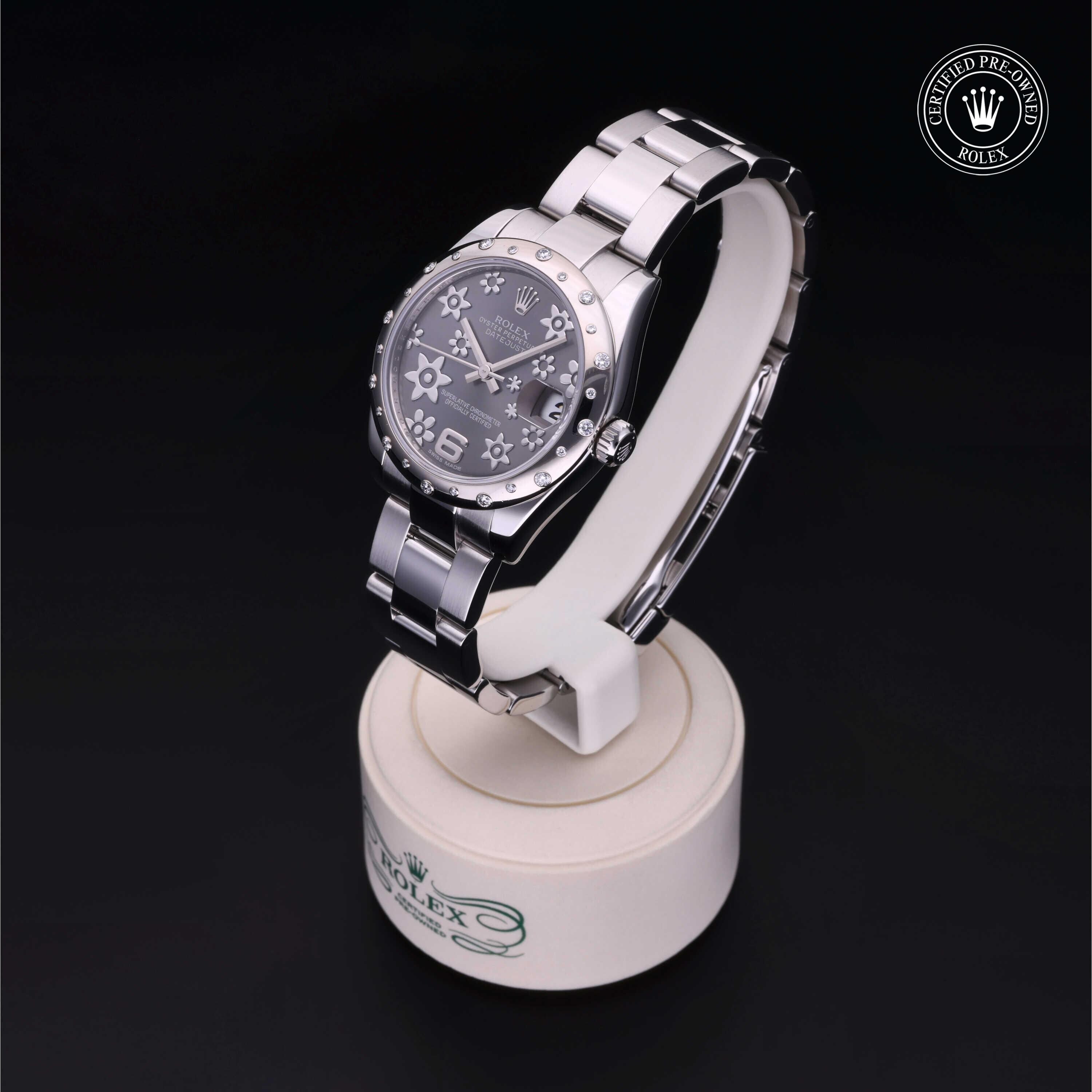 Rolex Certified Pre-owned Lady Datejust M178344-0025 front on black background