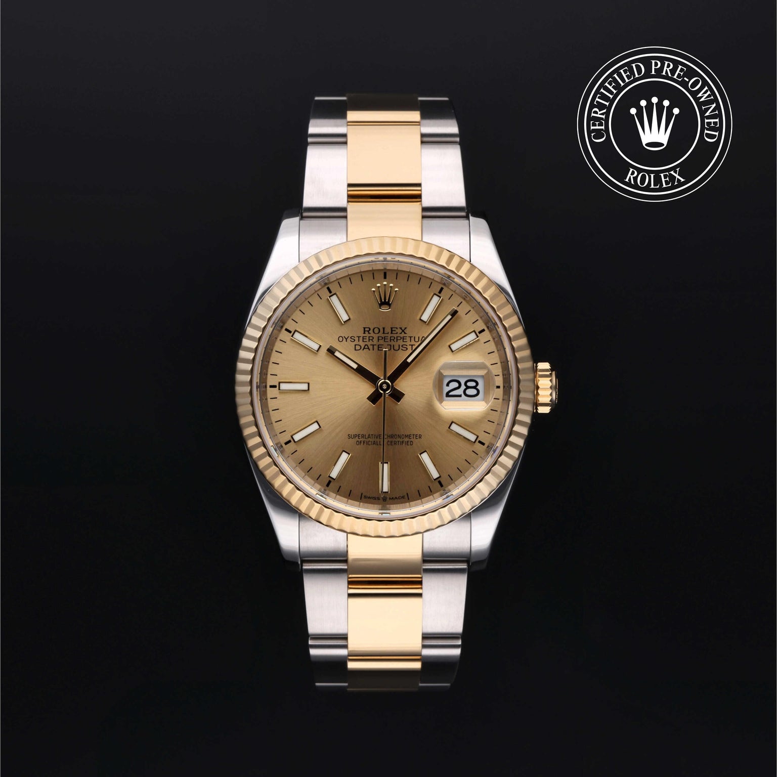 Rolex CPO Datejust M126233 front on white background