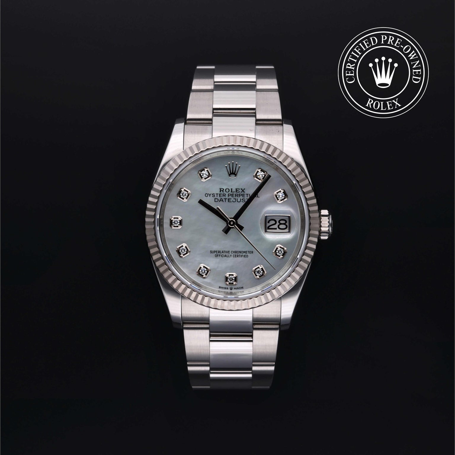 Rolex CPO Datejust M126234 front on white background