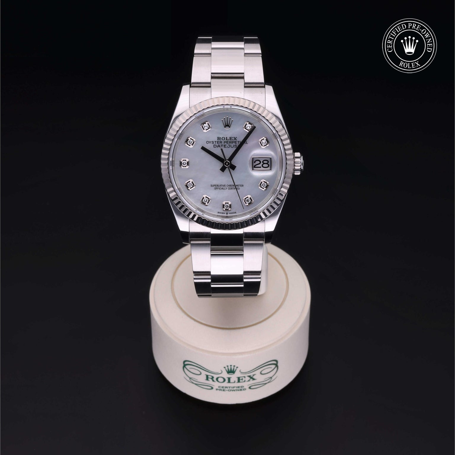 Rolex CPO Datejust M126234 front on white background