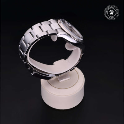 Rolex Certified Pre-owned Datejust M126234-0030 front on black background