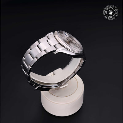 Rolex Certified Pre-owned Datejust M126234-0014 front on black background
