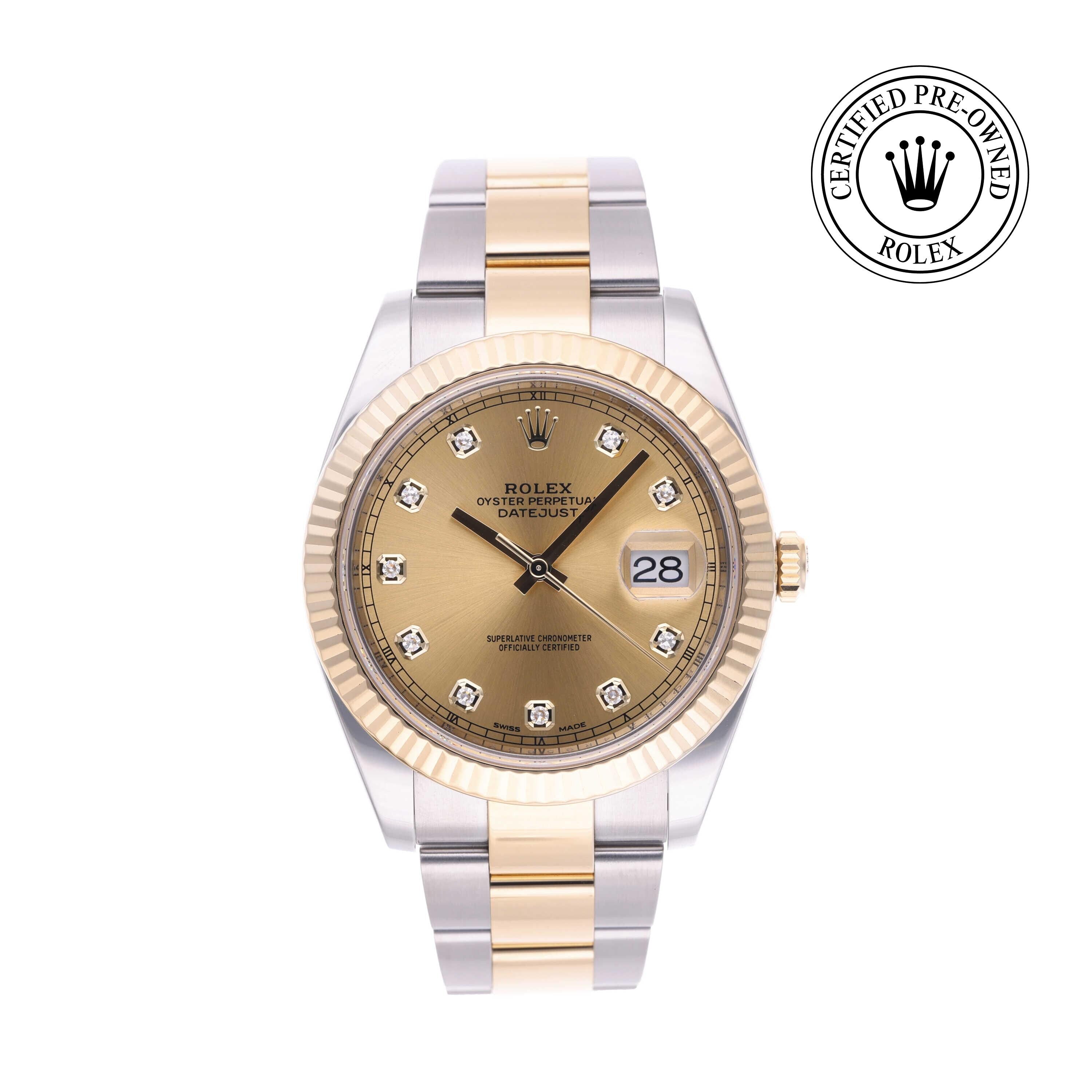 Rolex Certified Pre-owned Datejust M126333-0011 front on white background
