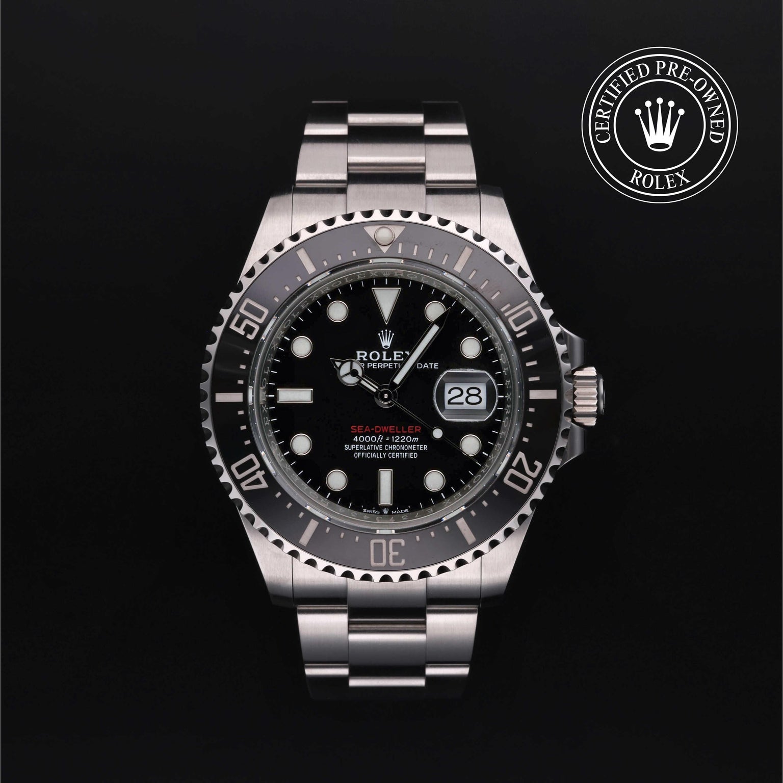 Rolex Certified Pre-owned Sea-Dweller M126600-0001 front on black background