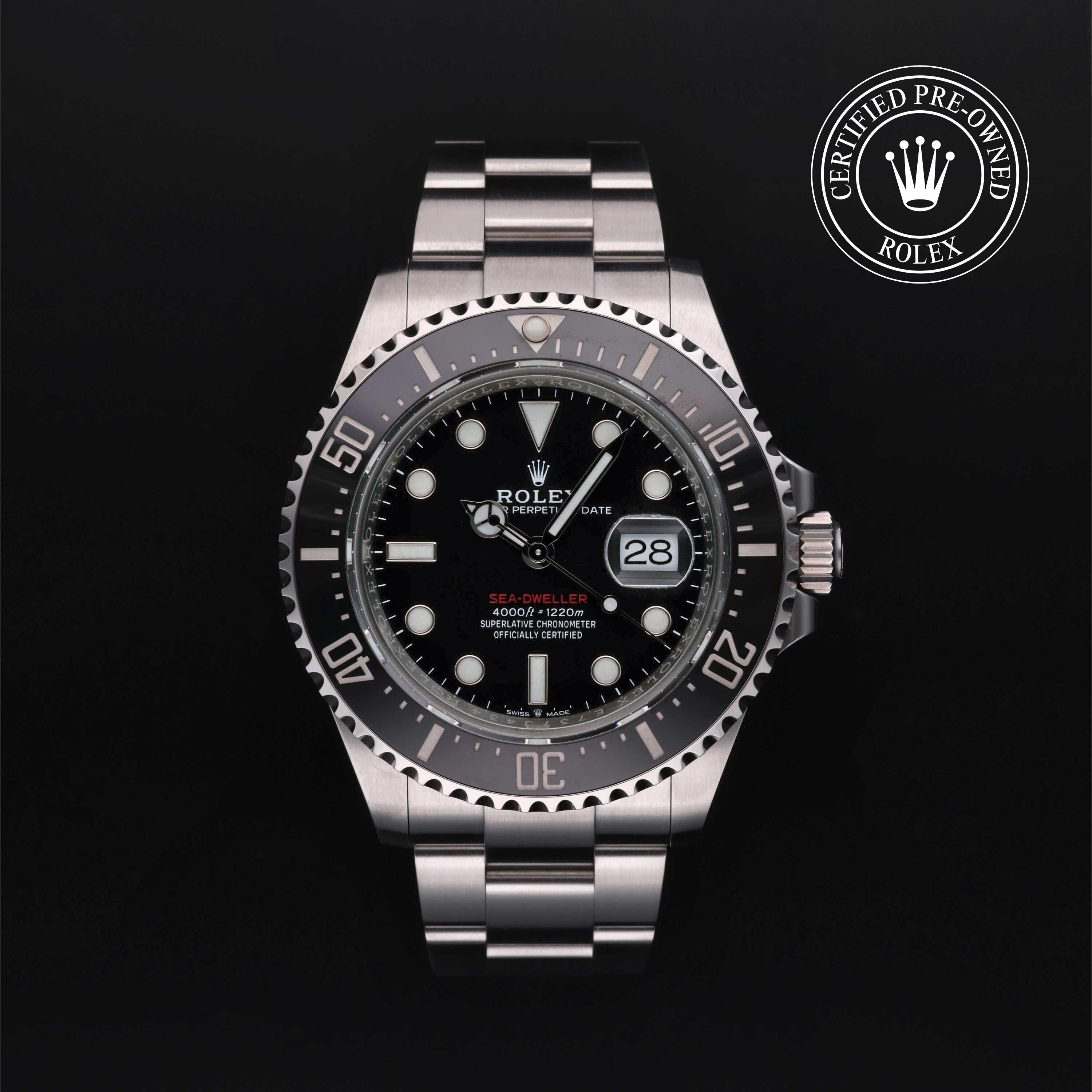 Rolex Certified Pre-owned Sea-Dweller M126600-0001 front on black background