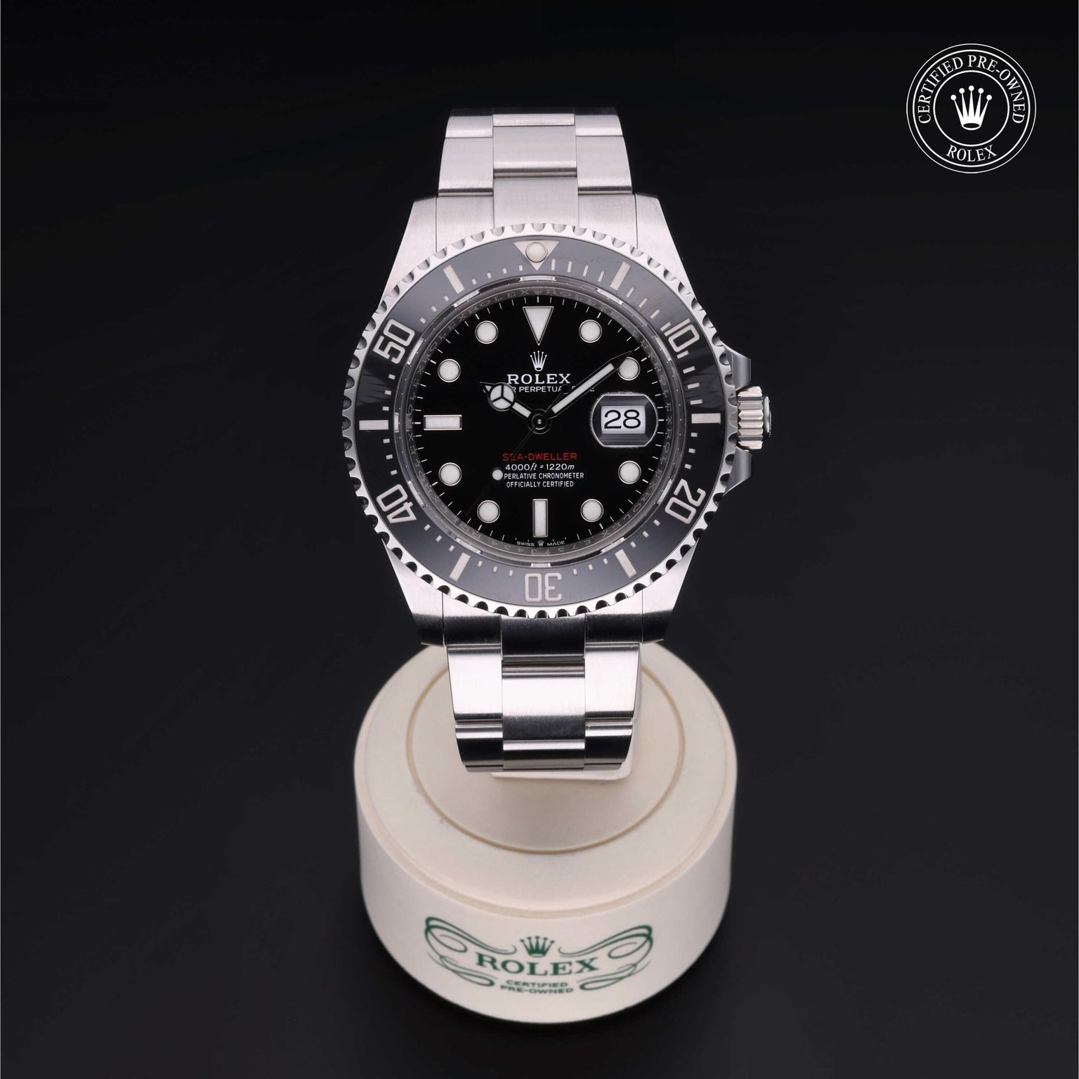 Rolex Certified Pre-owned Sea-Dweller M126600-0001 front on black background