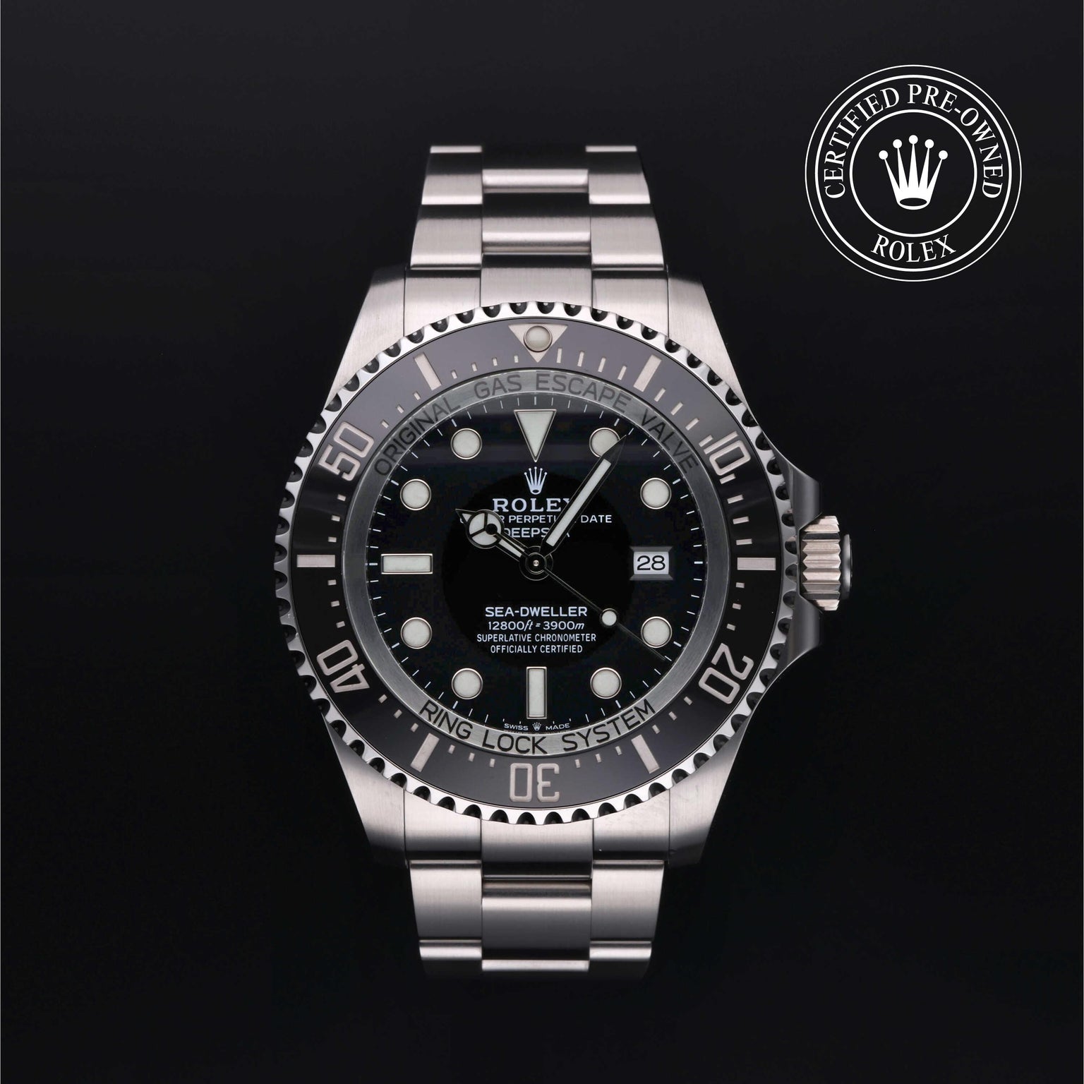 Rolex Certified Pre-owned Sea-Dweller M126660-0001 front on black background