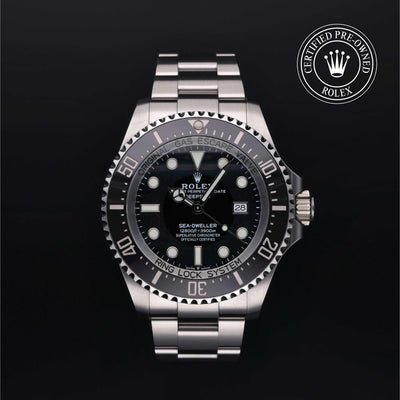 Rolex Certified Pre-owned Sea-Dweller M126660-0001 front on black background