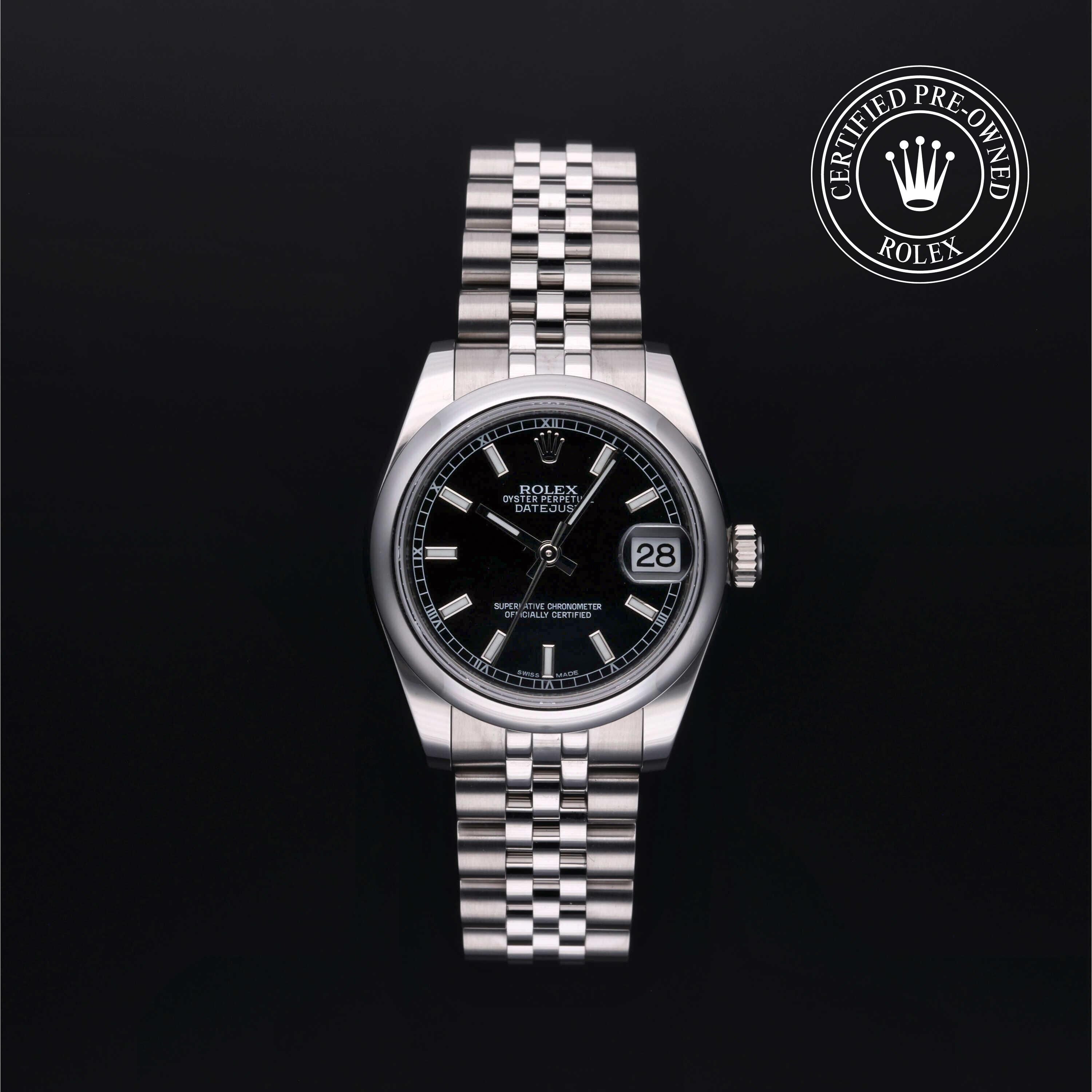 Rolex Certified Pre-owned Lady Datejust M178240-0016 front on black background