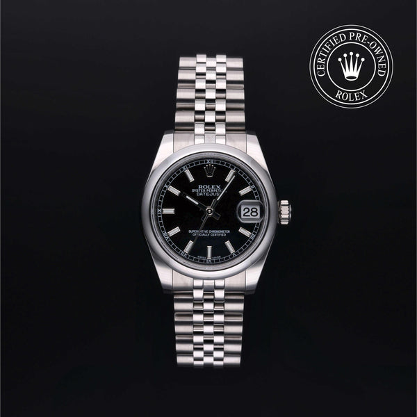 Rolex Certified Pre-owned Lady Datejust M178240-0016 front on black background