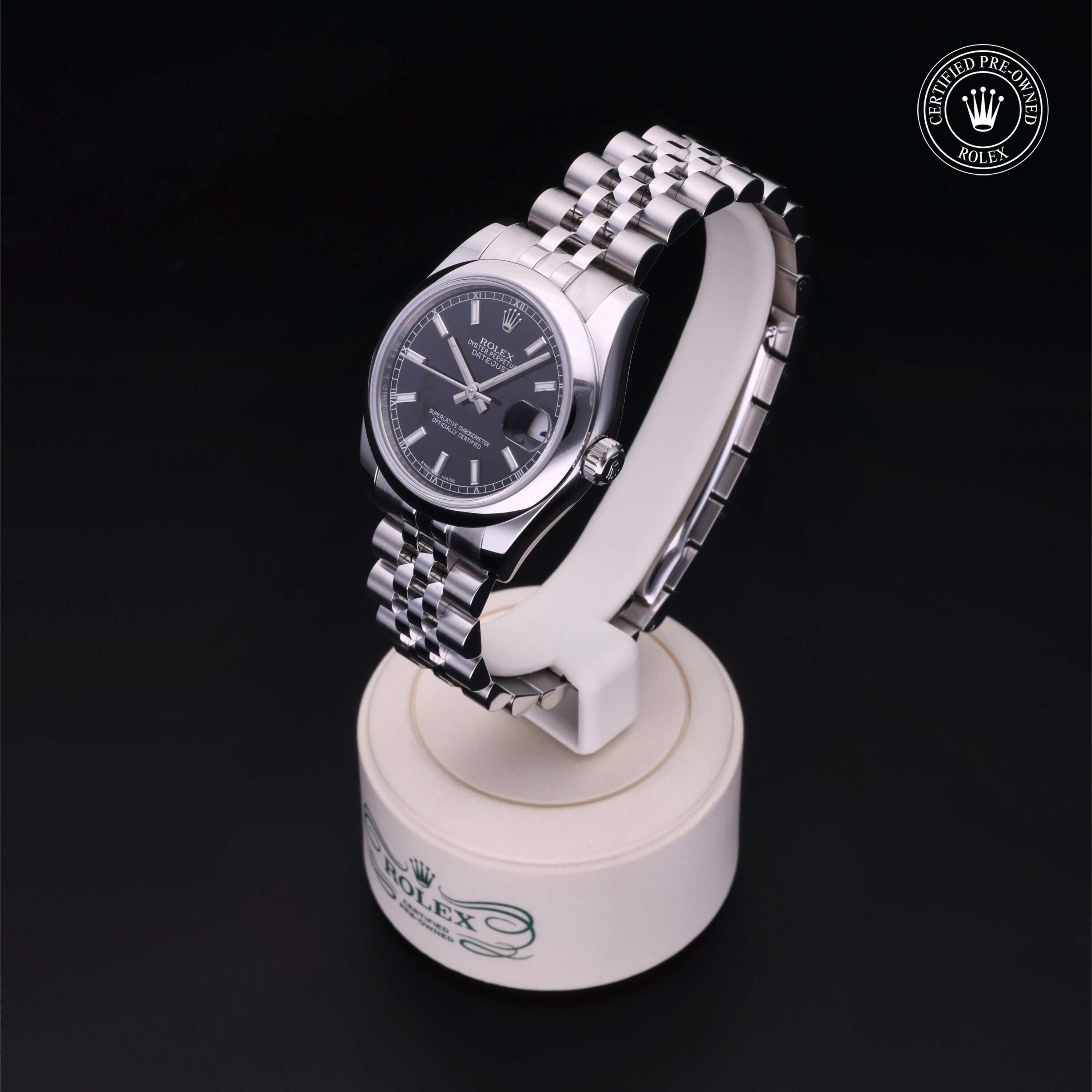 Rolex Certified Pre-owned Lady Datejust M178240-0016 front on black background
