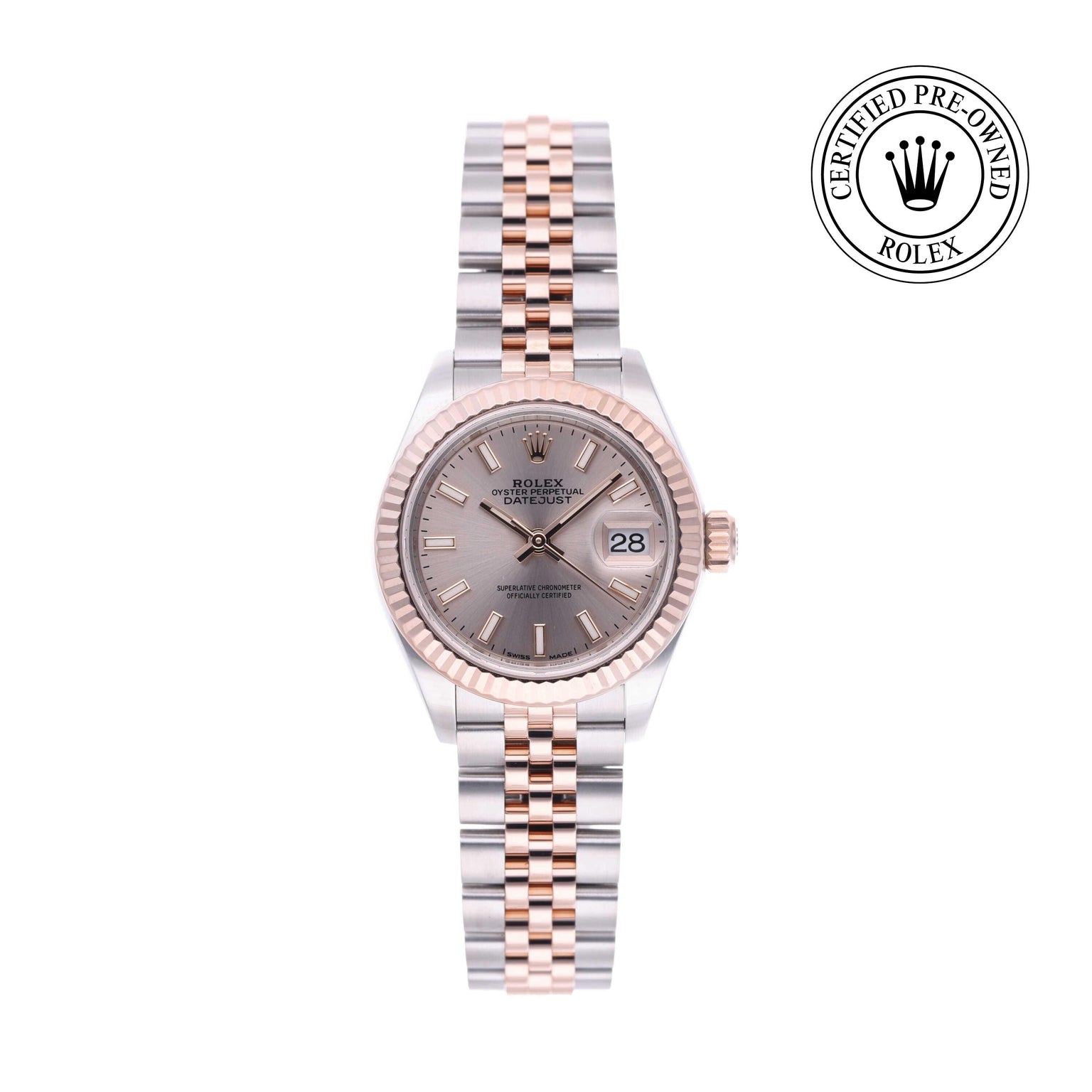 Rolex CPO Lady Datejust M279171 front on white background