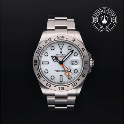 Rolex Certified Pre-owned Explorer M226570-0001 front on black background